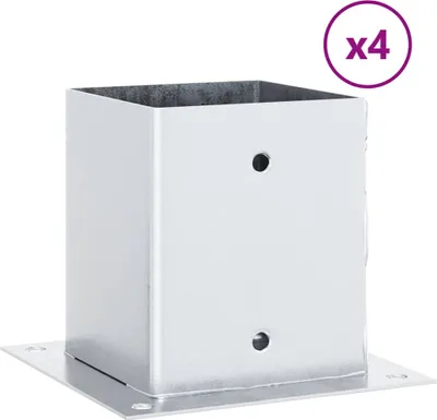 Immagine prodotto di vidaXL Supporto per palo quadrato 4 pezzi argento 121x121mm acciaio zincato