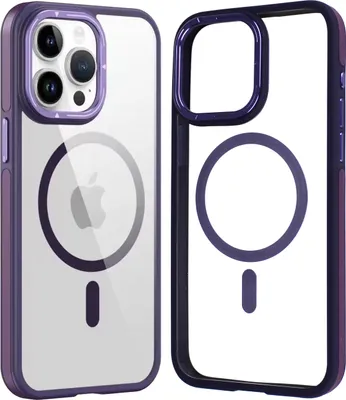 Produktbild von Wörleonline iPhone 15 Pro Max Hülle transparent Case kompatibel mit MagSafe Schutzhülle, Lila