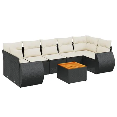 Produktbild von 8-tlg. Garten-Sofagarnitur mit Kissen Schwarz Poly Rattan