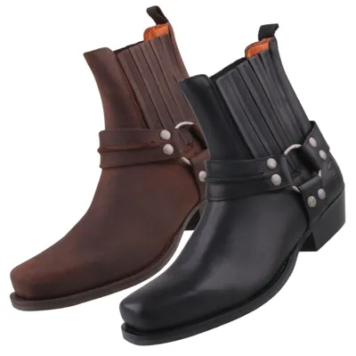 Immagine prodotto di Dockers by Gerli: Stivaletti da motociclista in pelle da uomo, colore marrone e nero, modello 170102