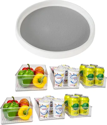 Produktbild von INTIRILIFE Küchen Set: 360° Drehteller & 6-teiliges Kühlschrank Boxen Set - Kühlschrank, Aufbewahrung, Ordnung, Organizer für Gewürze, Lebensmittel