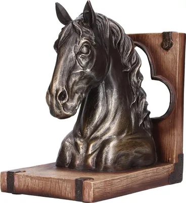 Produktbild von Multifunktionale Pferdekopf Skulptur Harz Pferd Buchstützen für Home Office WohnzimmerBS20900 Bronze Pferd