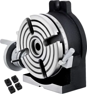 Produktbild von Vertikaler und horizontaler Drehtisch, 150 mm Spann-Durchmesser, 360° Arbeitsplattenskala, hohe Tragfähigkeit