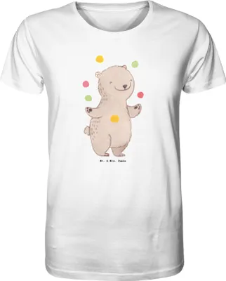 Produktbild von Mr. & Mrs. Panda Tshirt Bär Jonglieren Größe L - Weiß - Geschenk, Zirkus, Herren-T-Shirt, Shirt, herren, T-Shirt, Artistik, Jongleur
