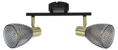 Produktbild von Spots - 2er Spot Wand-/Deckenleuchte "LINDITA" L: 34,5cm, Strahler im Retro Style, aus Metall und Glas in schwarz, 34,5 x 8,5 x 19 cm, E14-Fassung