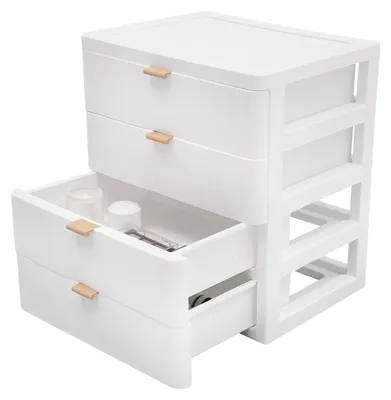 Produktbild von Aufbewahrungsorganizer, 4-Schubladen-Design, langlebige Konstruktion, WEISS