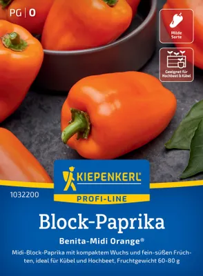 Produktbild von Kiepenkerl Block-Paprikasamen Benita-Midi Orange F1 Capsicum annuum 5 Pflanzen
