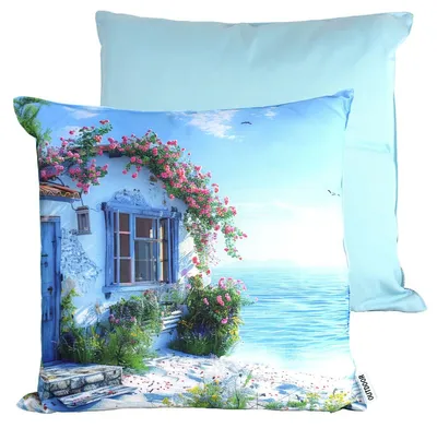 Produktbild von Dekokissen 45x45cm Stuhlkissen wasserabweisend 6 Urlaubsmotive