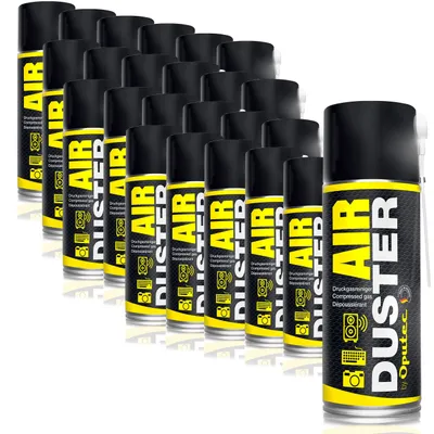 Produktbild von Oputec 24x 400ml Druckluftspray Air Duster Tastatur Reiniger Druckluftreiniger für PC, Laptop, Kamera, Drucker mit Sprührohr