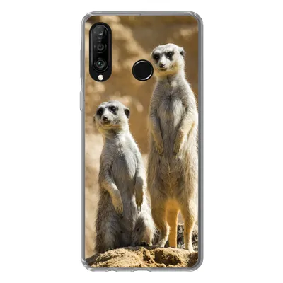 Produktbild von MuchoWow® Handyhülle Schutzhülle Hülle für Huawei P30 Lite Felsen - Erdmännchen - Tiere Silikon Softcase Handy Hülle - Handyhülle