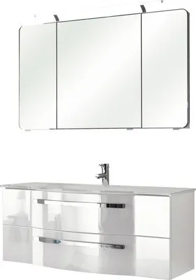 Produktbild von Pelipal Badmöbel-Set Xpressline 4005 BxHxT 117 x 200 x 49 cm Frontfarbe weiß hochglanz mit Waschtisch Glas weiß und Wasc