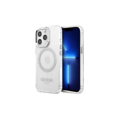 Obrázok produktu pre Guess Guhmp13Lhtrms Iphone 13 Pro / 13 6.1 Strieborné/Strieborné Pevné Puzdro Metal Outline Magsafe