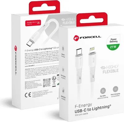 Obrázek produktu pro FORCELL F-ENERGY C346 kabel Type C to Lightning PD 3A 27W Silicone 1 m bílý