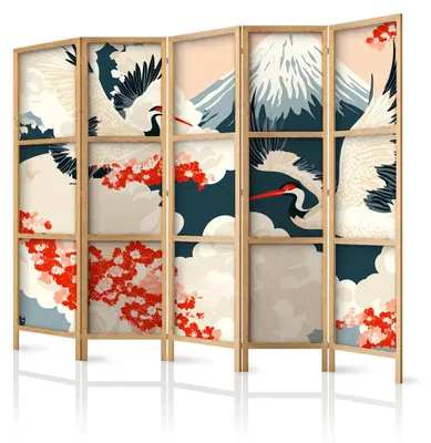 Produktbild von framed concept - Paravent Raumteiler aus Holz 225x172 cm, 5-teilig, einseitig, im orientalischen Stil