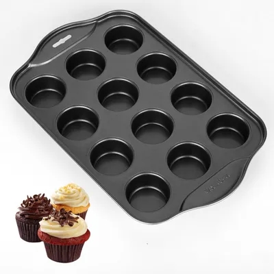 Muffinbackform 12er, Kohlenstoffstahl, antihaftbeschichtet, 33×21×4 cm