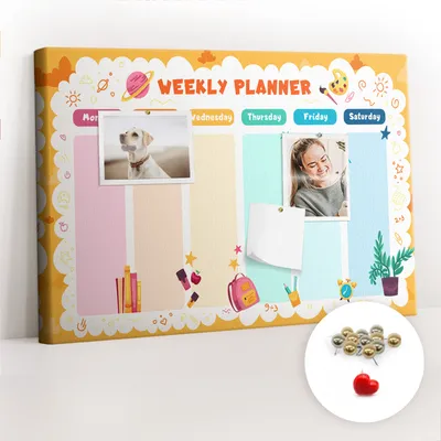 Imagen del producto de Tablero de corcho con chinchetas - Panel con chinchetas para fotografías y notas - 60x40 cm - 100 chinchetas metálicas