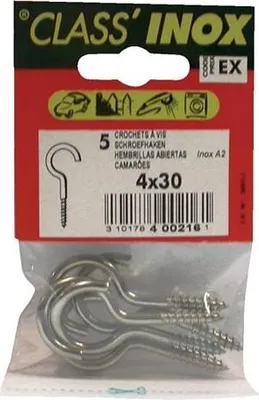 Image de Crochet Inox A2 3x16 Sc - Vynex
