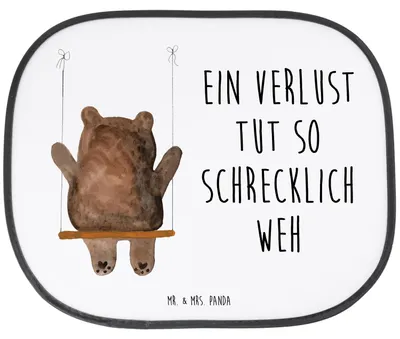 Produktbild von Mr. & Mrs. Panda Auto Sonnenschutz Bär Schaukel - Weiß - Geschenk, Teddy, Autoscheibe, Hitzeschutz, Sonnenblende, autofenster, Seitenscheibe