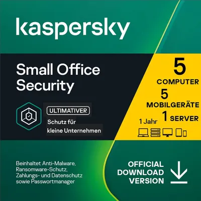 Produktbild von Kaspersky Small Office Security 7.0 Upgrade (5+1 Users) (2020), 1 Lizenz(en), 1 Jahr(e), Lizenz