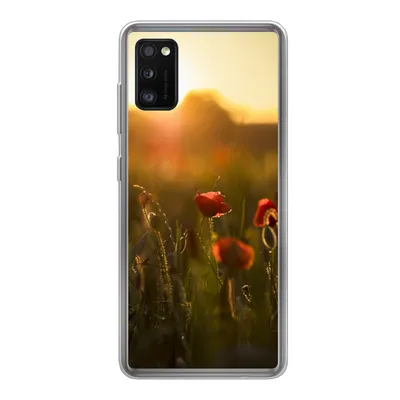 Produktbild von MuchoWow® Handyhülle Schutzhülle Hülle für Samsung Galaxy A41 Mohn - Sonnenuntergang - Gold Silikon Softcase Handy Hülle - Mobiltelefon