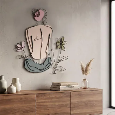 Obrázek produktu pro Dekorativní 3D panel žena z vícebarevného kovu 80x1,3x90 cm