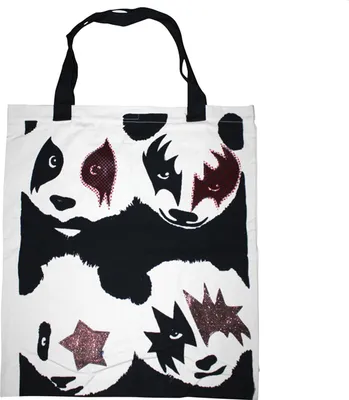 Produktbild von Stofftasche XXL mit Applikation - Pandas - riesiger Stoffbeutel