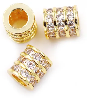 Cubic Zirkonia Spacer Perlen 8x13 mm 18K Gold 10 Stück