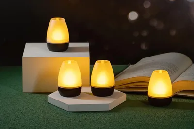 Productafbeelding van LED accu lounge lights met touchsensor - Set van 4 - 7 cm hoog (mat zwart)