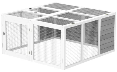 Obrázok produktu pre PawHut – drevená klietka pre malé zvieratá s voľným výbehom, klietka pre králiky