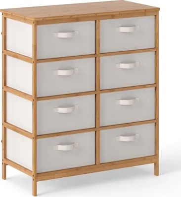 Immagine prodotto di Cassettiera COSTWAY con 8 cassetti estraibili in tessuto e struttura in bambù, cassettiera in tessuto, cassettiera, 80 x 40 x 94 cm