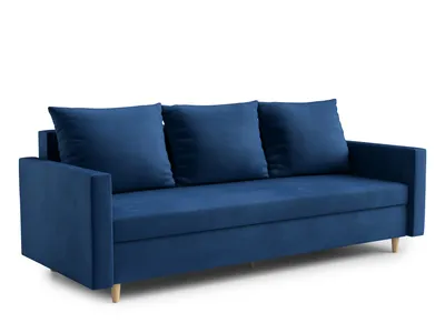 Image de AX LIVING Hyden Canapé 3 places avec fonction sommeil - 222 cm de large, velours bleu