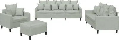 Zdjęcie produktu dla vidaXL 4-częściowa sofa z poduszkami jasnoszary aksamit