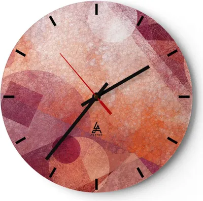 Produktbild von Wanduhr - Rund - Glasuhr - Abstraktion modern - 30x30cm - Schleichendes Uhrwerk - Lautlos - zum Aufhängen bereit - Dekoration Modern - Wanddekoration aus Glas - C3AR30x30-3763