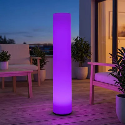 Produktbild von LED Lichtsäule RGB Outdoor dimmbar Fernbedienung Weiß 100 cm IP65 tragbar mit Akku Außenlampe Garten Stehleuchte Terrasse