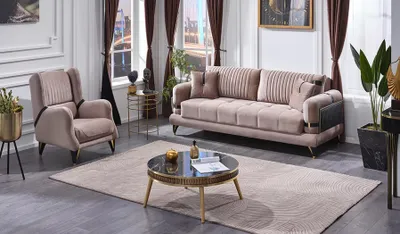 Produktbild von Couchgarnitur Sofa Set 3+1 Sitzer Modern Wohnzimmer Beiige Polstermöbel