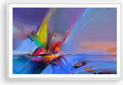 Produktbild von Gerahmtes Poster - Weißer Rahmen - Abstraktion modern - 91,5x61 cm - Wand Bild - Wanddeko - Wandbilder - Kunstposter - Wandposter - Bilderrahmen - Bilder - Kunstdruck - Wandbild - P2WAA91x61-4030
