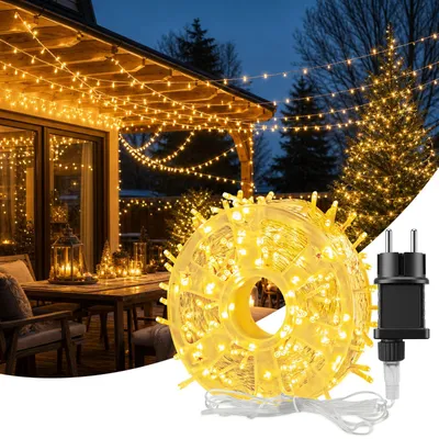 LED-Lichterkette 40 m, 370 LEDs, IP54, Timer, 8 Modi, warmweiß