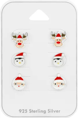Produktbild von Ohrstecker Set 925 Sterling Silber mit weihnachtlichen Tieren