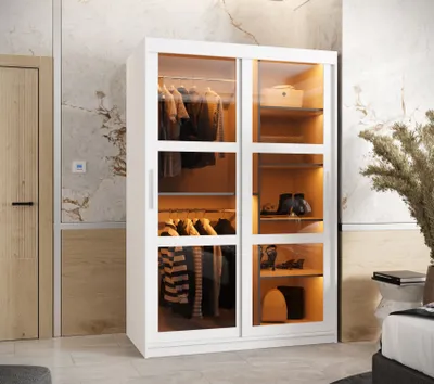 Produktbild von Kleiderschrank KATIE 3 - 120 cm, weiß/silber