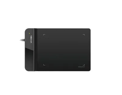 A black graphic tablet is shown against a white background.