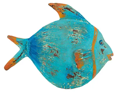 Eisenfischfigur, Blau, 26 x 11 x 19 cm