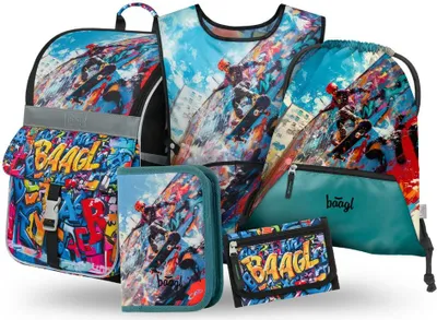 Obrázek produktu pro BAAGL SET 5 Zippy Skatepark: aktovka, penál, sáček, zástěra, peněženka