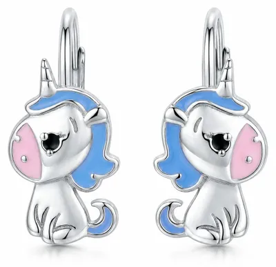 Produktbild von Ohrringe Kinder Mädchen Einhorn 925 Silber Brisur Ohrhänger