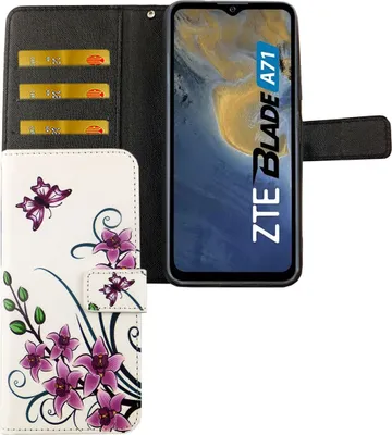 Zdjęcie produktu dla Etui ZTE Blade A71 Etui na telefon komórkowy Pokrowiec ochronny z klapką i miejscem na kartę, Kolor: Kwiat lotosu Biały