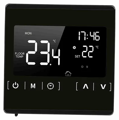 Obrázek produktu pro Inteligentní LCD termostat s dotykovým displejem pro programovatelné systémy elektrického podlahového vytápění – termoregulátor AC 85–250 V – regulátor teploty