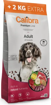 Productafbeelding van Calibra Dog Premium Lijn, Voer Voor Volwassen Honden, Rundergehakt, 12+2 Kg