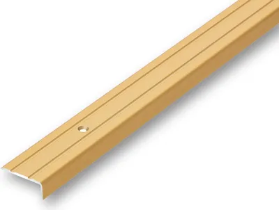 Produktbild von (6,45EUR/m) 25 x 10 x 900 mm Treppenwinkel goldfarben gebohrt inkl. Montageset Treppenkantenprofil Treppenkante