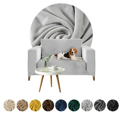 Produktbild von Elastischer Velours-Bezug für Ecksofa 1-Sitzer in Grau/Silbergrau – Schonbezug