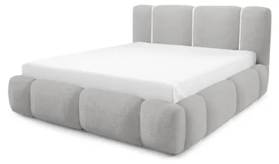 Image de Lit avec coffre de rangement intégré, modèle Neria, couleur gris clair, dimensions 140 x 200 cm