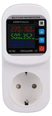 Produktbild von Einstellbare Spannungsschutzsteckdose, multifunktionale Über- und Untertemperaturregelung, Frequenzschutz, Stromzähler, Zeitschaltuhr, 16 A